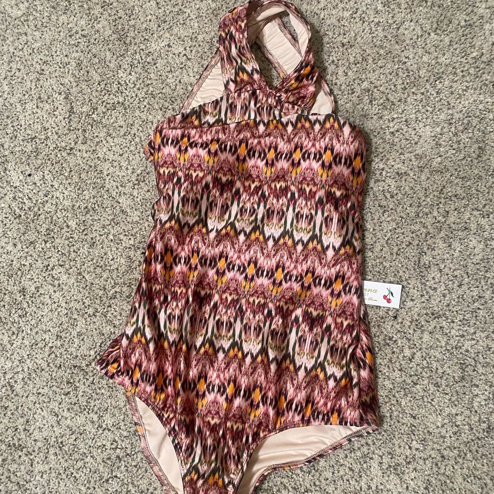 Shoshanna High Neck Swimsuit Size 2 | Nwt $264 | Summer Beach Ikat Print — image 6 of 8